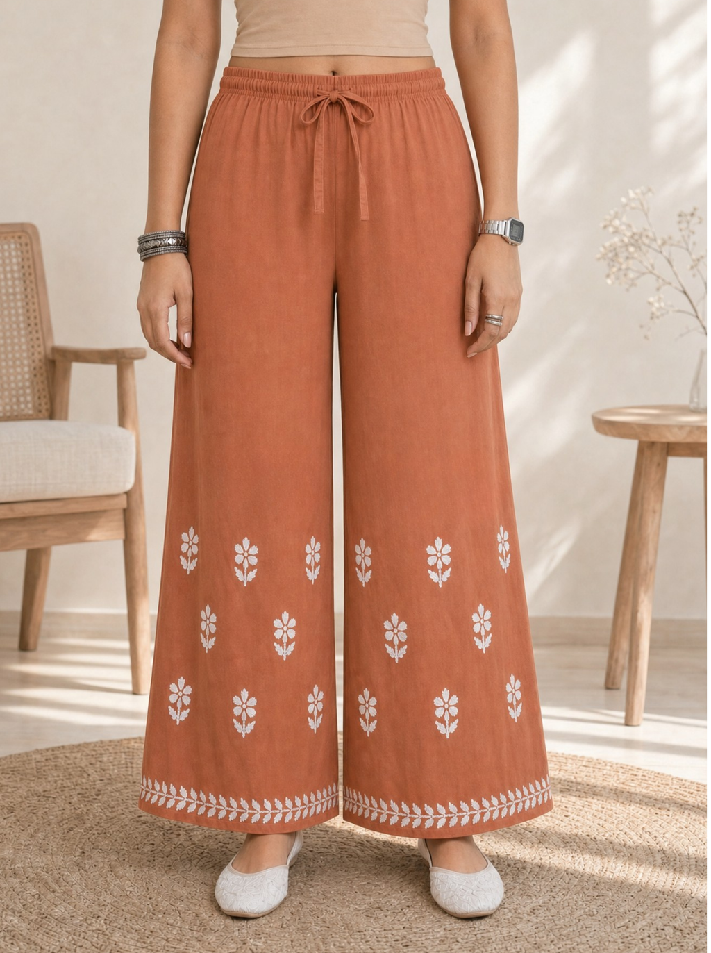 Aachhri Rayon Chikankari Women's 2PC Long Kurta Set - Peach