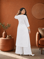 Aachhri Modal Chikankari 2PC Set - White - Plus size back