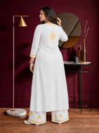Aachhri Rayon Chikankari 2PC Set - White - Plus size back
